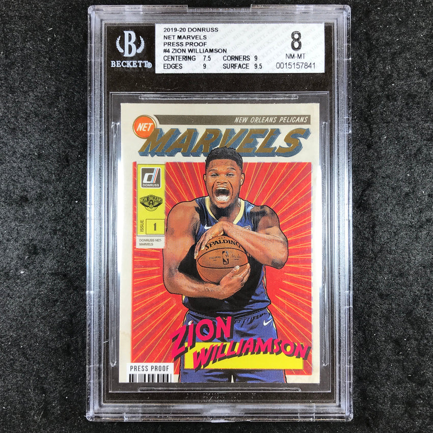 2019 Donruss ZION WILLIAMSON Rookie Net Marvels Press Proof #4 BGS 8 (841)