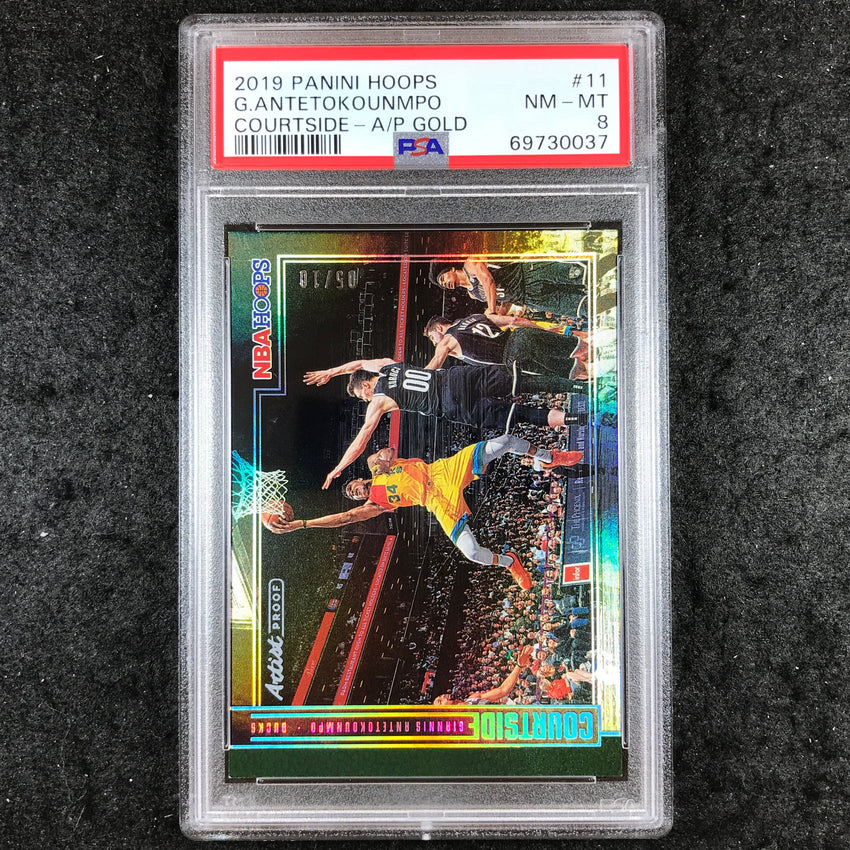 2019 Hoops GIANNIS ANTETOKOUNMPO Courtside AP Gold 5/10 #11 PSA 8 (037)