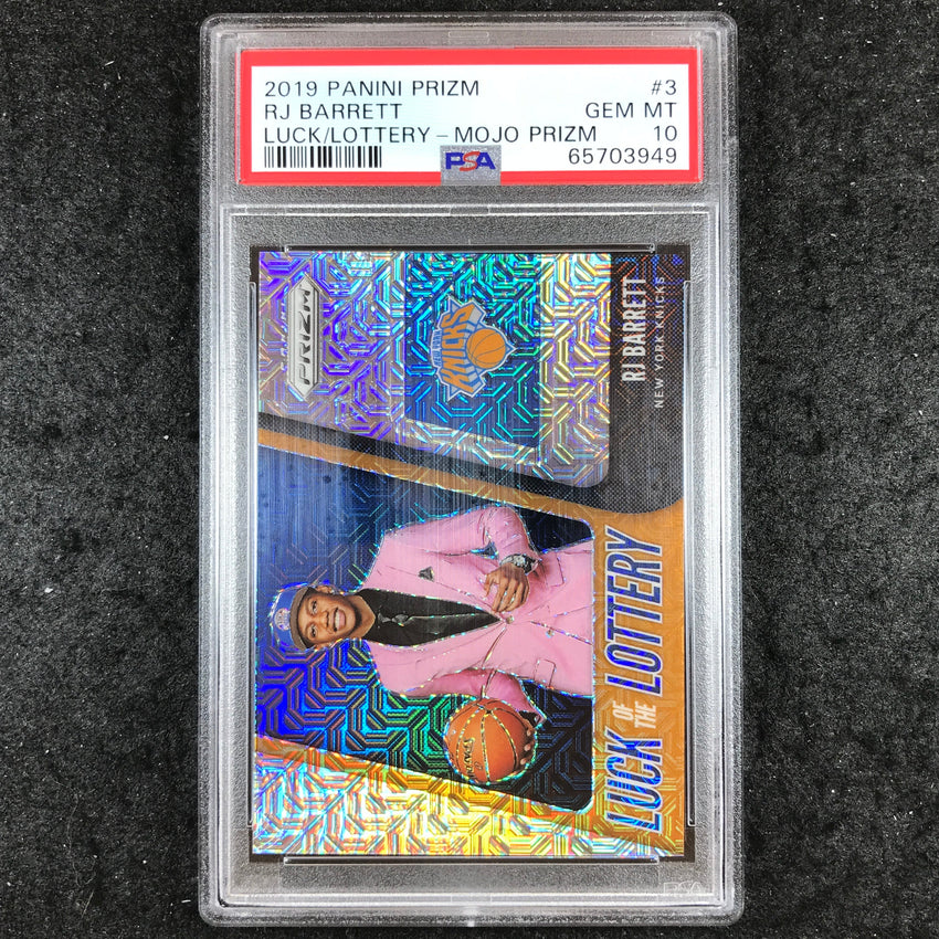 2019 Prizm RJ BARRETT Rookie Luck of the Lottery Mojo 15/25 #3 PSA 10 (949)