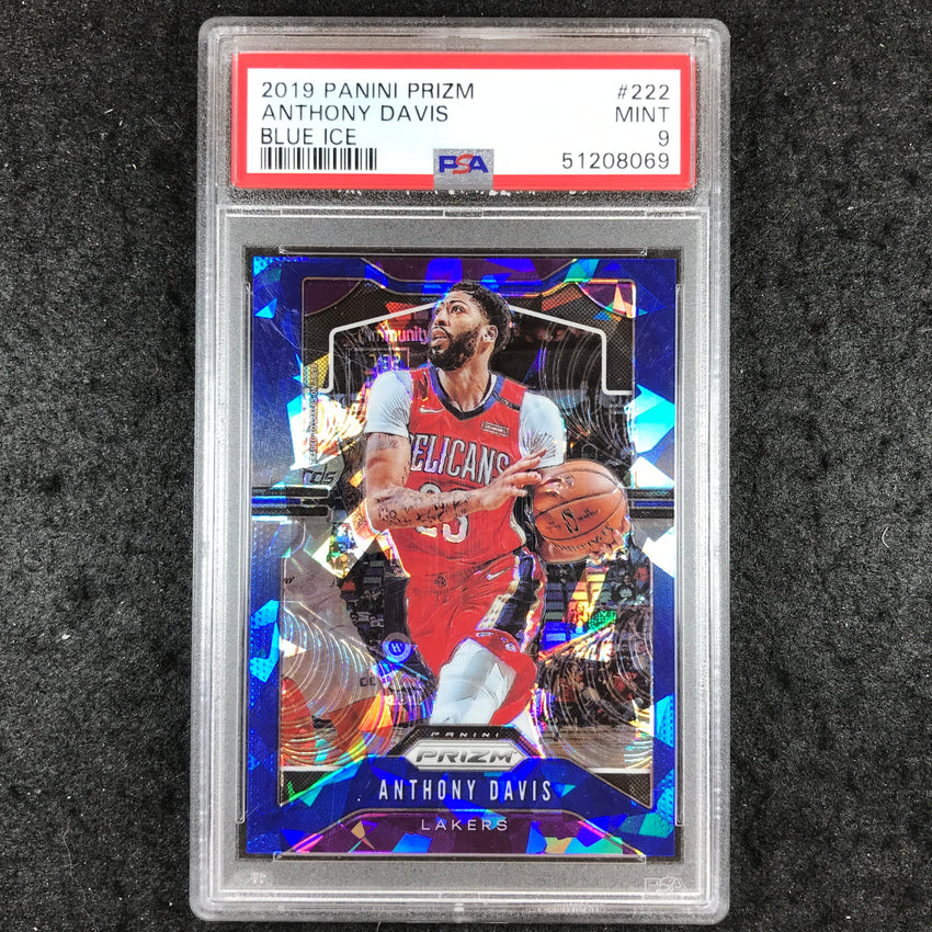 2019 Panini Prizm ANTHONY DAVIS Blue Ice 57/99 #222 PSA 9 (069)