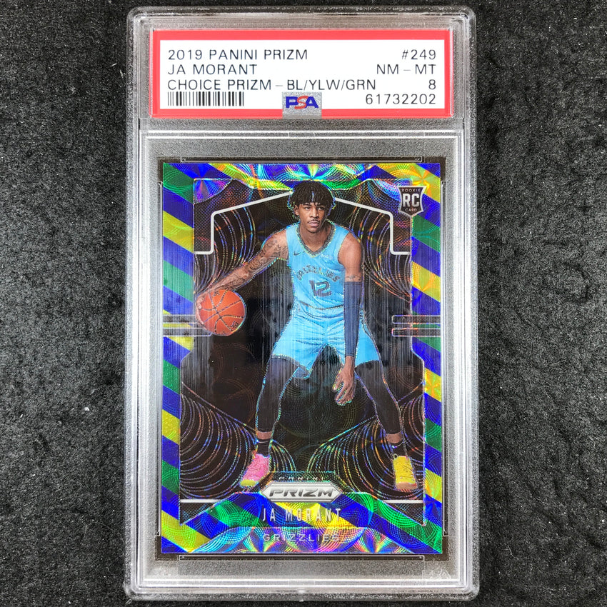 2019 Panini Prizm JA MORANT Rookie Choice Blue Yellow Green #249 PSA 8 (202)