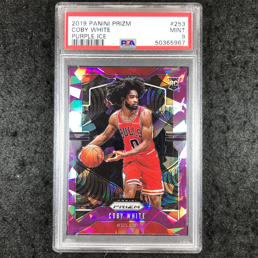 2019 Panini Prizm COBY WHITE Rookie Purple Ice 19/149 #253 PSA 9 (967)