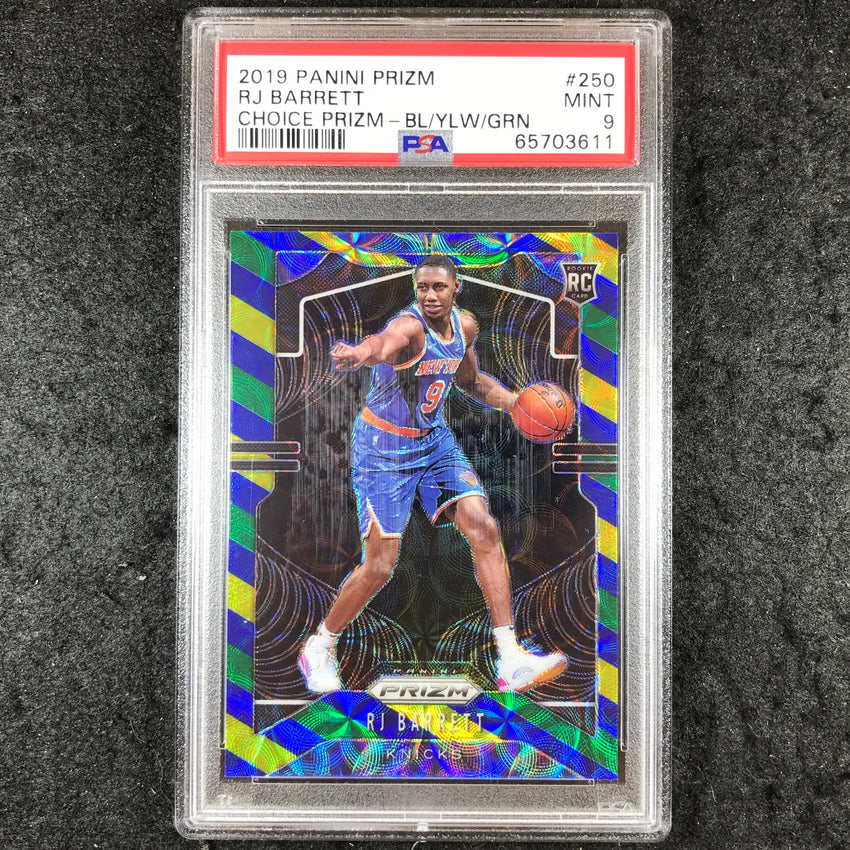 2019 Panini Prizm RJ BARRETT Rookie Blue Yellow Green #250 PSA 9 (611)