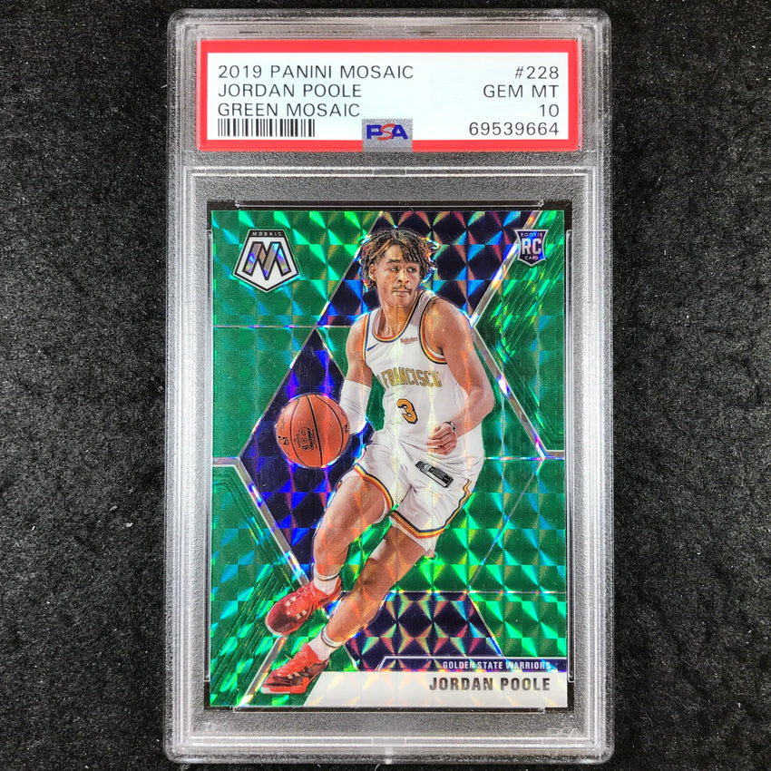 2019 Panini Mosaic JORDAN POOLE Rookie Green Mosaic #228 PSA 10 (664)