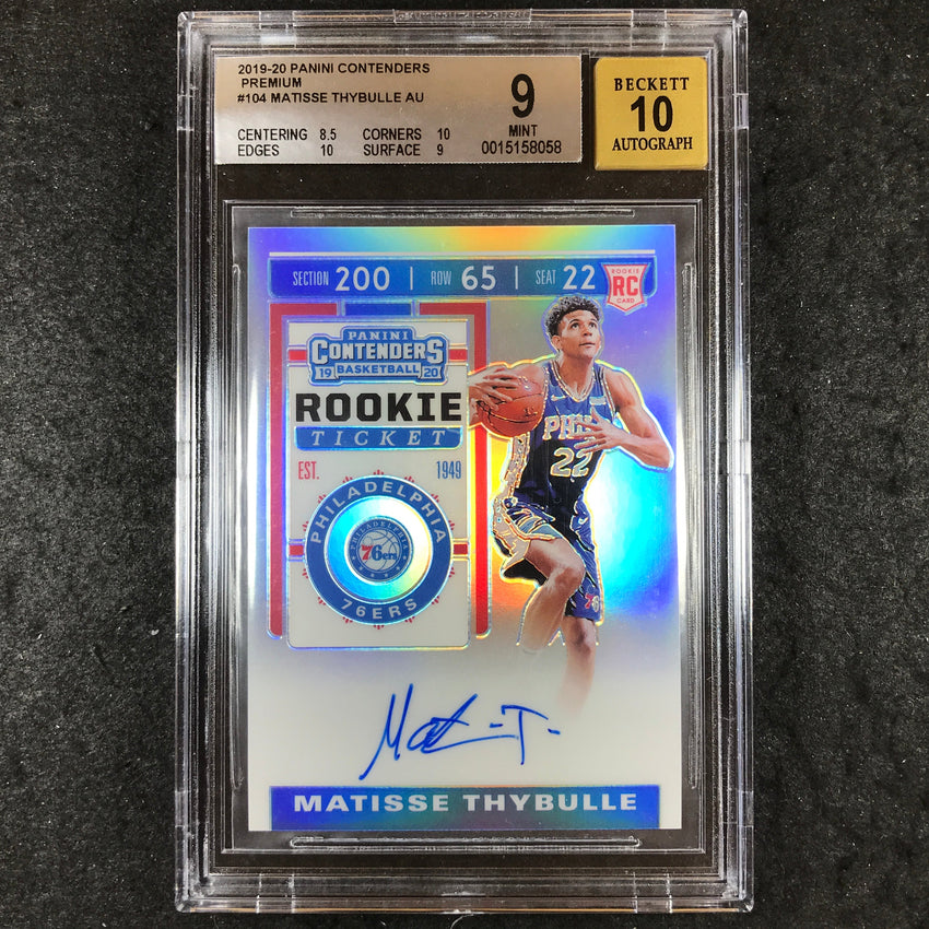 2019 Contenders MATISSE THYBULLE Rookie Ticket Auto Premium #104 BGS 9/10 (058)