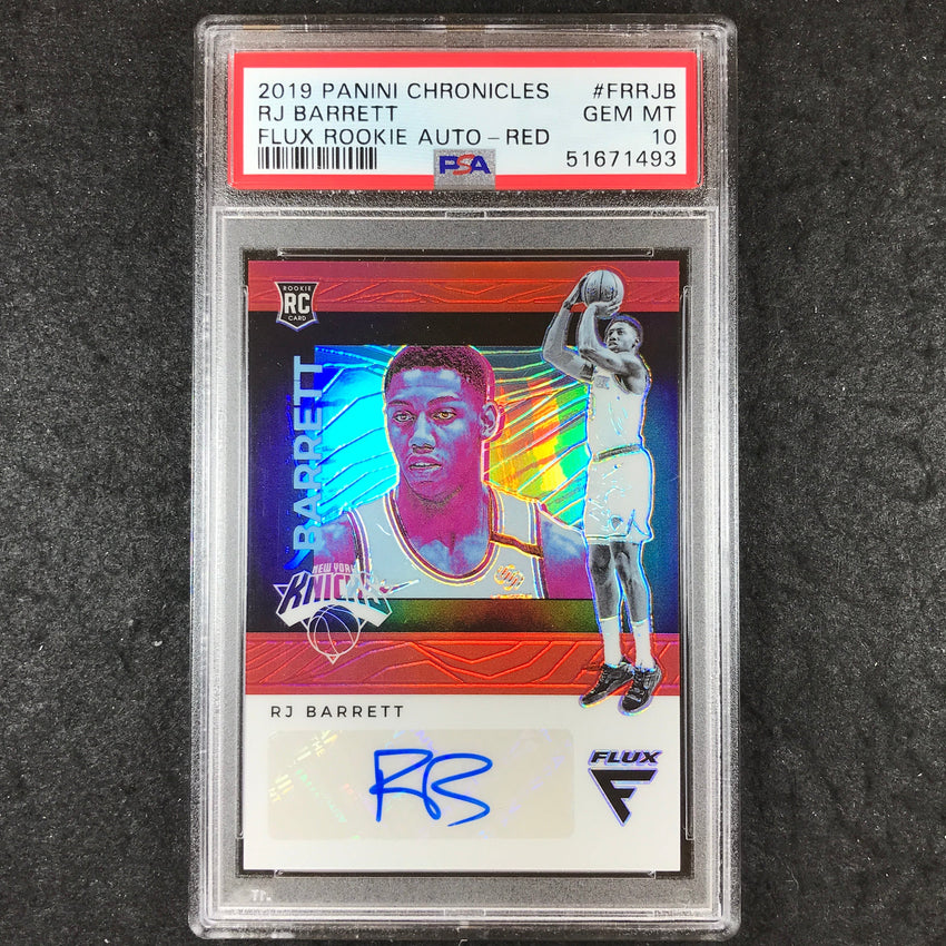 2019 Panini Chronicles RJ BARRETT Rookie Flux Auto Red #FRRJB PSA 10 (493)