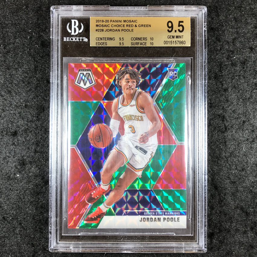 2019 Panini Mosaic JORDAN POOLE Rookie Red Green Choice #228 BGS 9.5 (860)