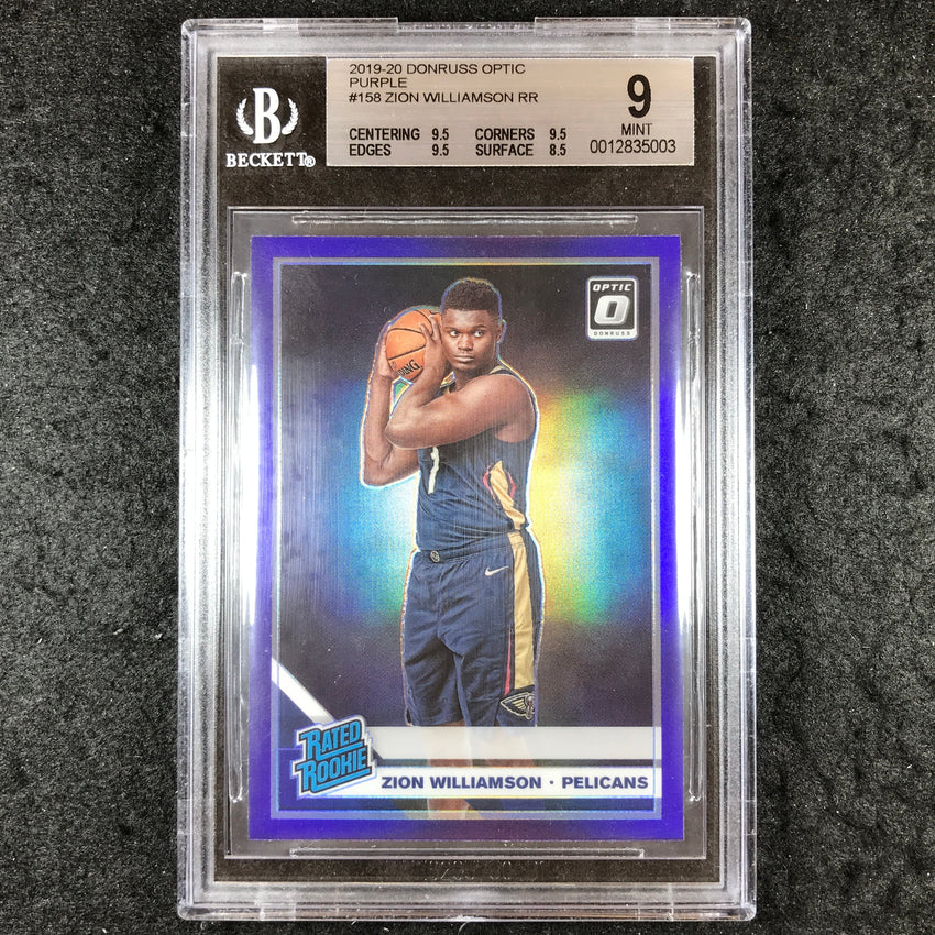 2019 Optic ZION WILLIAMSON Rated Rookie Purple #158 BGS 9 (003)