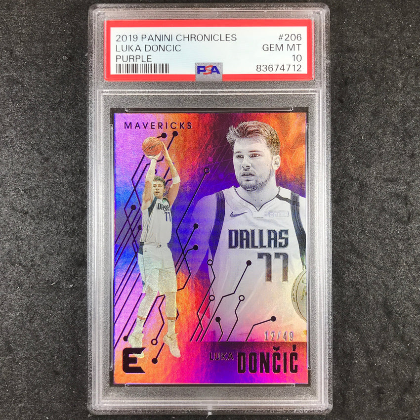 2019 Panini Chronicles LUKA DONCIC Purple 12/49 #206 PSA 10 (712)