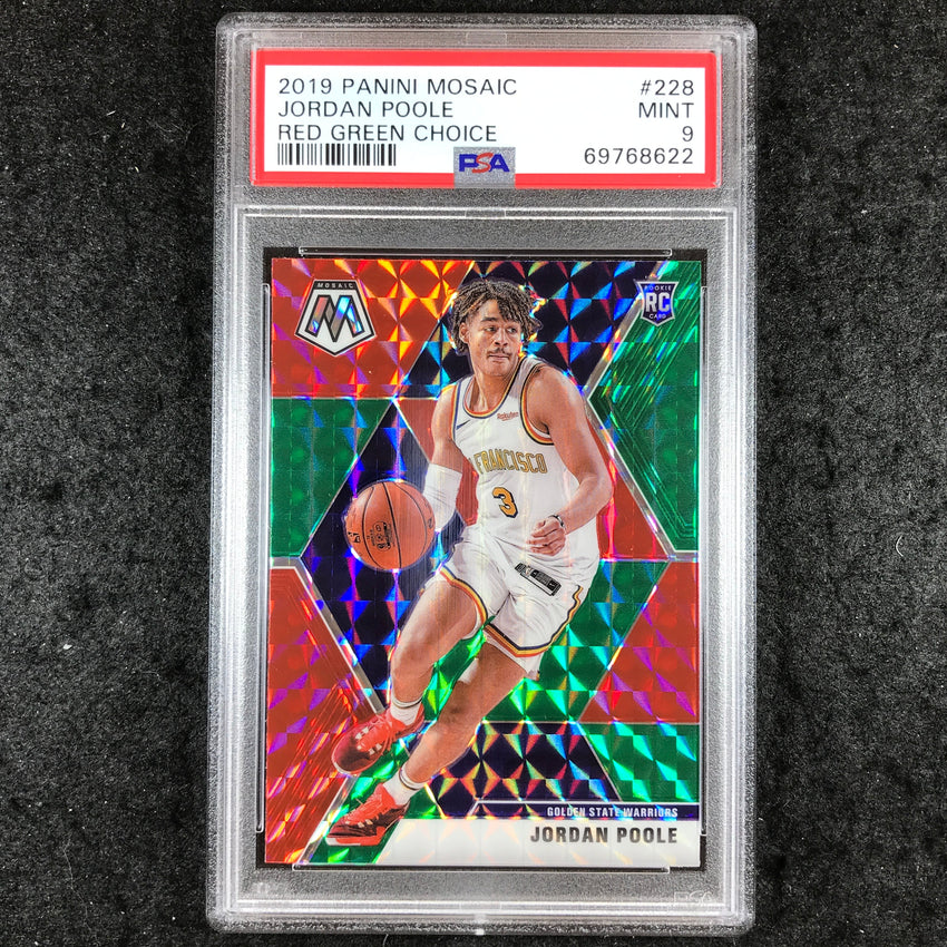 2019 Panini Mosaic JORDAN POOLE Rookie Red Green Choice #228 PSA 9 (622)