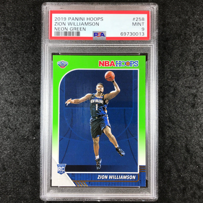 2019 Panini Hoops ZION WILLIAMSON Rookie Neon Green #258 PSA 9 (013)