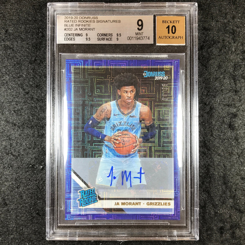 2019 Donruss JA MORANT Rated Rookies Auto Blue 34/35 #202 BGS 9/10 (774)