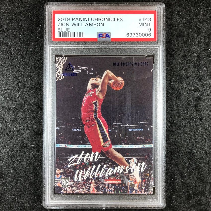 2019 Panini Chronicles ZION WILLIAMSON Rookie Blue 83/99 #143 PSA 9 (006)