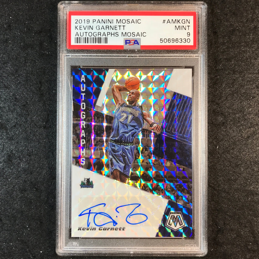 2019 Panini Mosaic KEVIN GARNETT Autographs Mosaic #AMKGN PSA 9 (330)