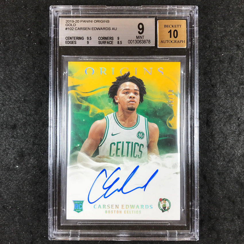 2019 Panini Origins CARSEN EDWARDS Rookie Auto Gold 6/10 #102 BGS 9/10 (878)