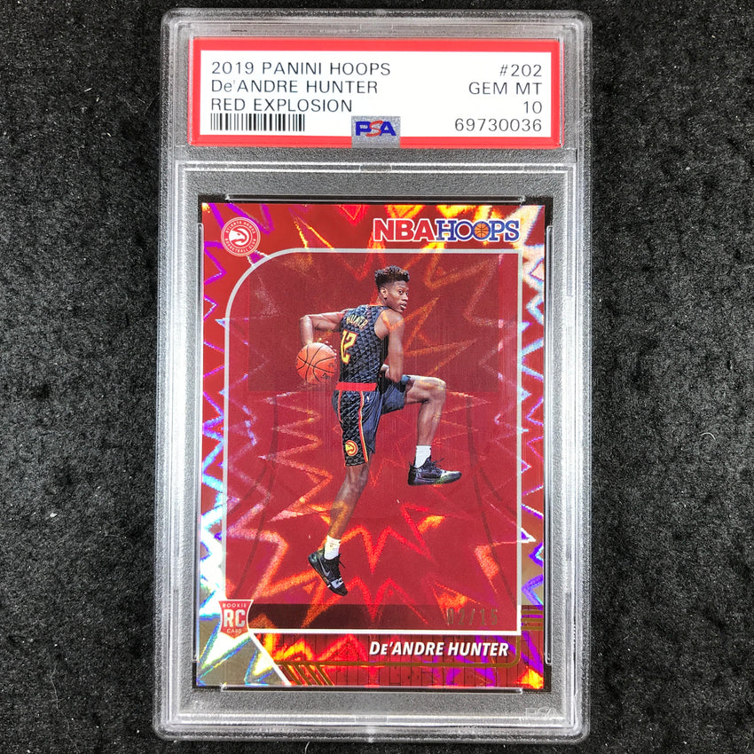 2019 Panini Hoops DE'ANDRE HUNTER Rookie Red Explosion 2/15 #202 PSA 10 (036)