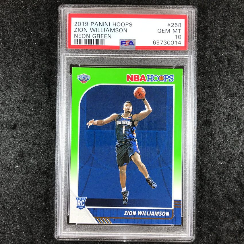 2019 Panini Hoops ZION WILLIAMSON Rookie Neon Green #258 PSA 10 (014)