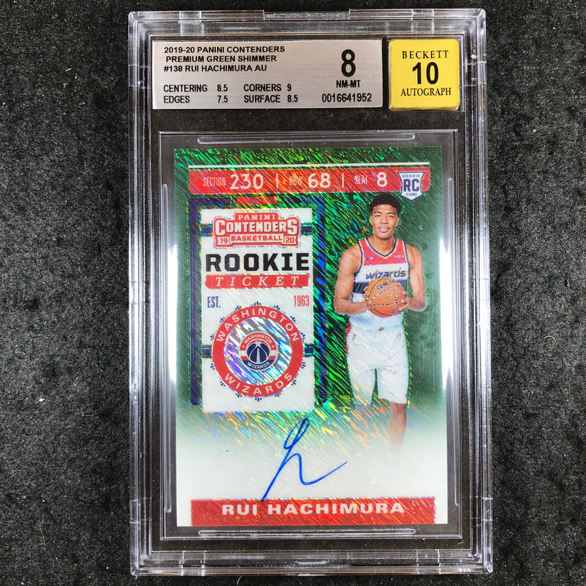 2019 Contenders RUI HACHIMURA Rookie Ticket Auto Green #138 BGS 8/10 (952)