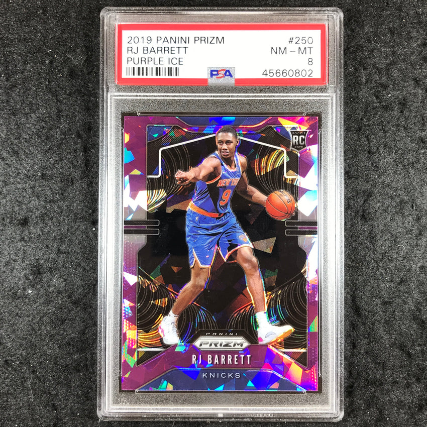 2019 Panini Prizm RJ BARRETT Rookie Purple Ice 20/149 #250 PSA 8 (802)