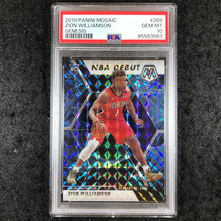 2019 Panini Mosaic ZION WILLIAMSON Rookie NBA Debut Genesis #269 PSA 10 (563)