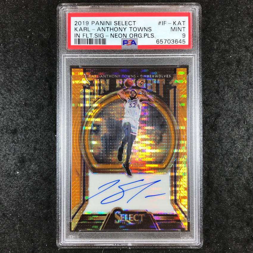 2019 Select KARL-ANTHONY TOWNS In Flight Auto Orange 25/35 #IF-KAT PSA 9 (645)