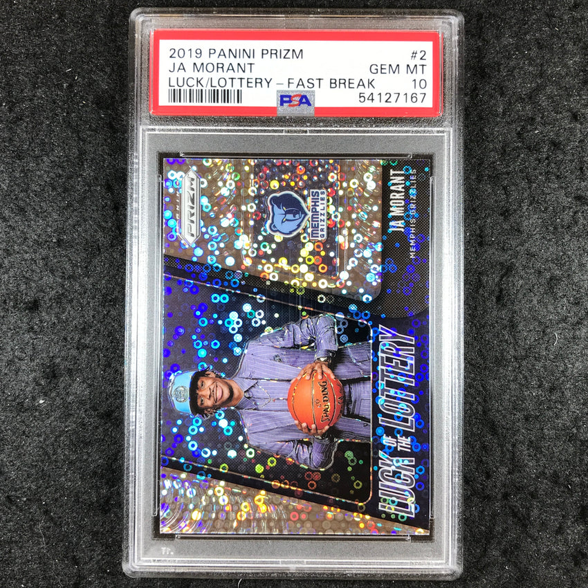 2019 Prizm JA MORANT Rookie Luck of the Lottery Fast Break #2 PSA 10 (167)