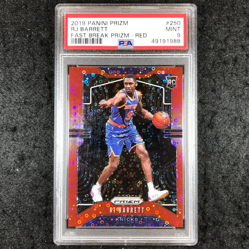 2019 Panini Prizm RJ BARRETT Rookie Fast Break Red 124/125 #250 PSA 9 (988)