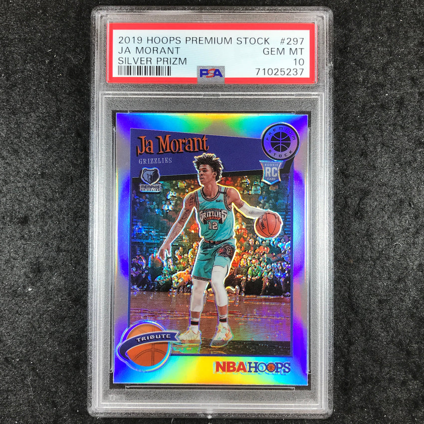 2019 Panini Hoops Premium Stock JA MORANT Rookie Silver Prizm #297 PSA 10 (237)