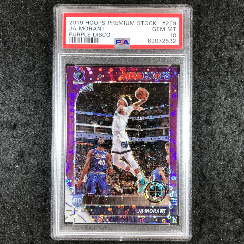 2019 Panini Hoops Premium Stock JA MORANT Rookie Purple Disco #259 PSA 10 (532)
