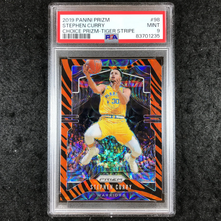 2019 Panini Prizm STEPHEN CURRY Choice Tiger Stripe #98 PSA 9 (235)