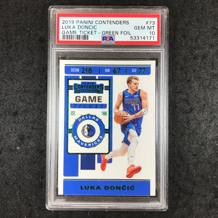2019 Panini Contenders LUKA DONCIC Game Ticket Green Foil #73 PSA 10 (171)