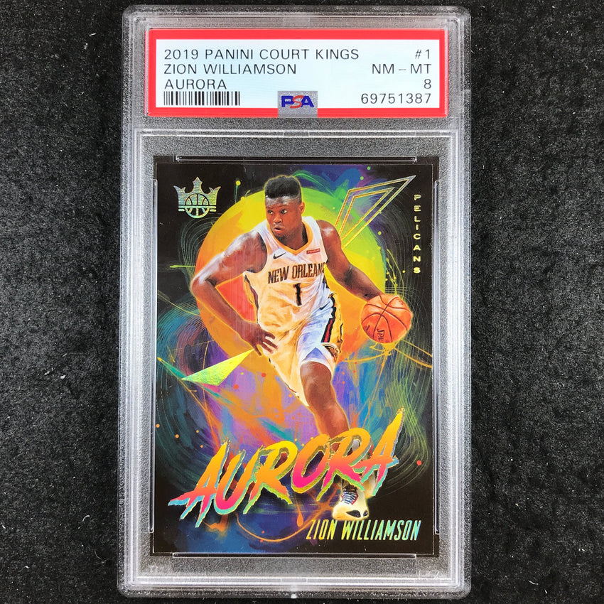 2019 Panini Court Kings ZION WILLIAMSON Rookie Aurora #1 PSA 8 (387)