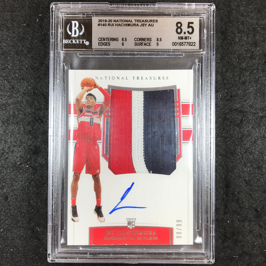2019 National Treasures RUI HACHIMURA Rookie Patch Auto 98/99 #140 BGS 8.5 (822)