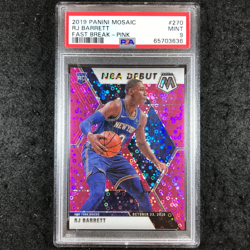 2019 Mosaic RJ BARRETT Rookie NBA Debut Fast Break Pink 12/20 #270 PSA 9 (636)