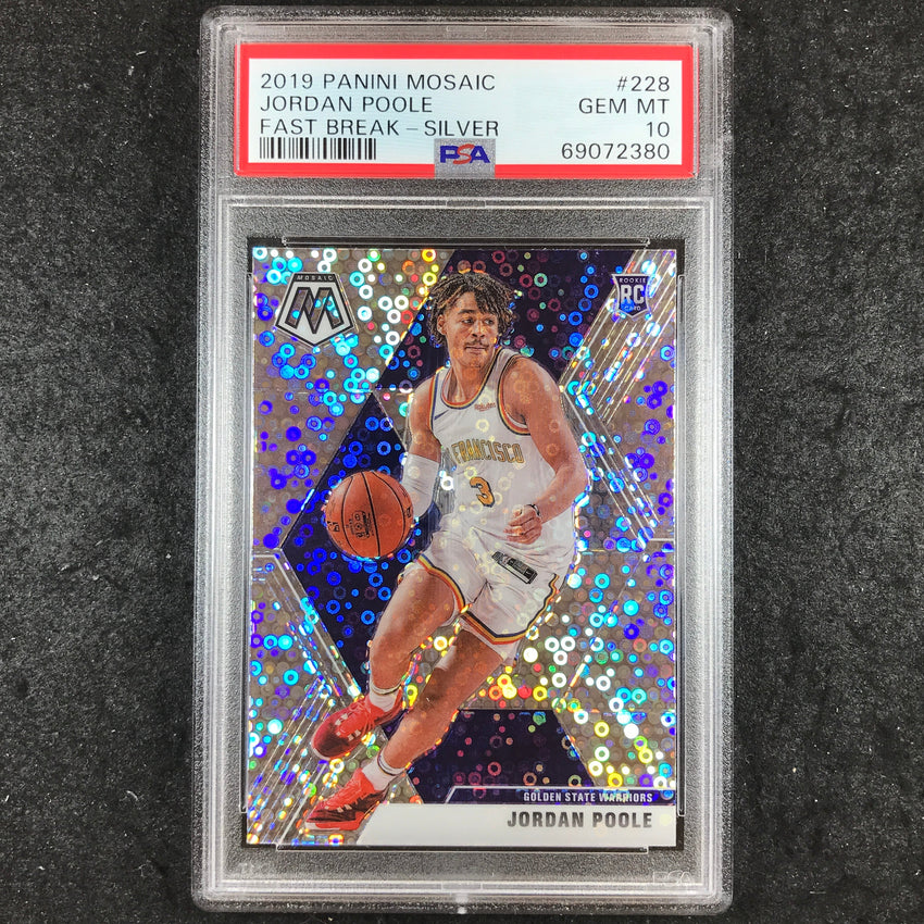 2019 Panini Mosaic JORDAN POOLE Rookie Fast Break Silver #228 PSA 10 (380)