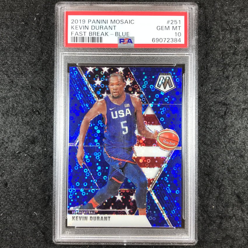 2019 Panini Mosaic KEVIN DURANT Fast Break Blue 31/85 #251 PSA 10 (384)