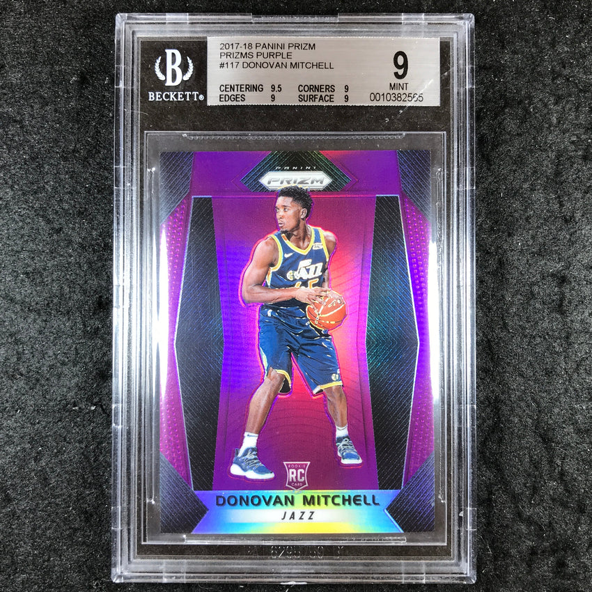 2017 Panini Prizm DONOVAN MITCHELL Rookie Purple 52/75 #117 BGS 9 (565)