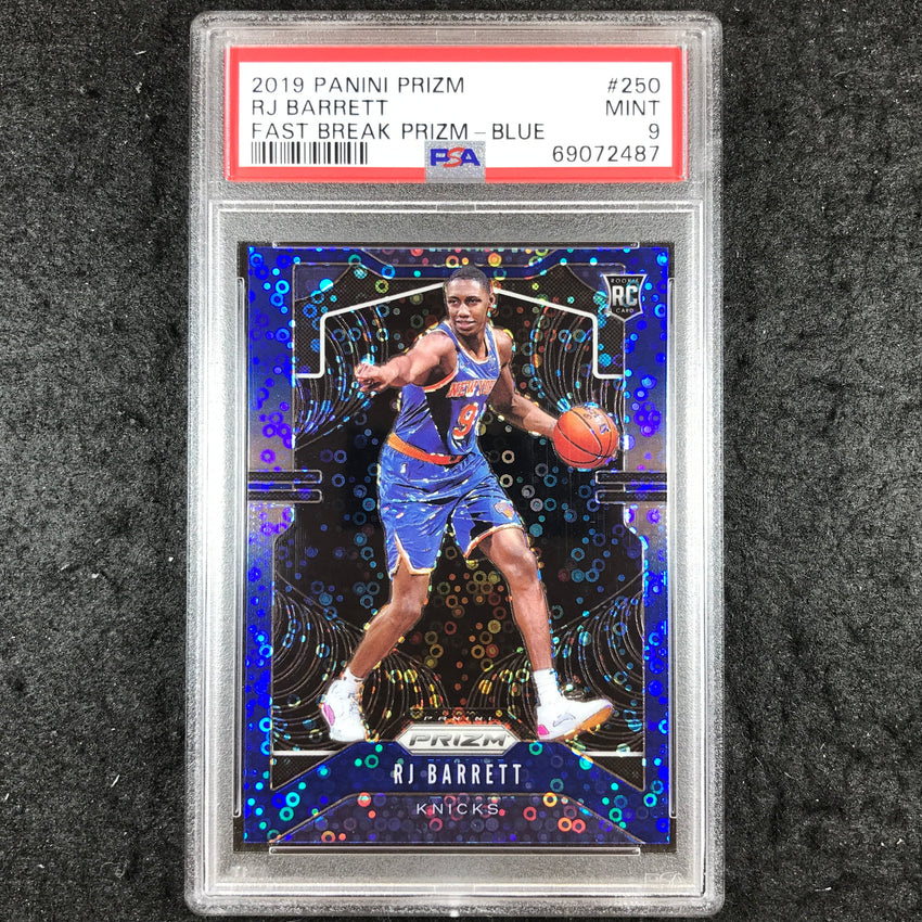 2019 Panini Prizm RJ BARRETT Rookie Fast Break Blue 147/175 #250 PSA 9 (487)
