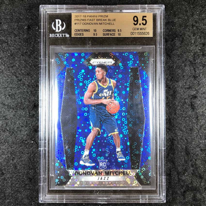 2017 Prizm DONOVAN MITCHELL Rookie Fast Break Blue 132/175 #117 BGS 9.5 (626)