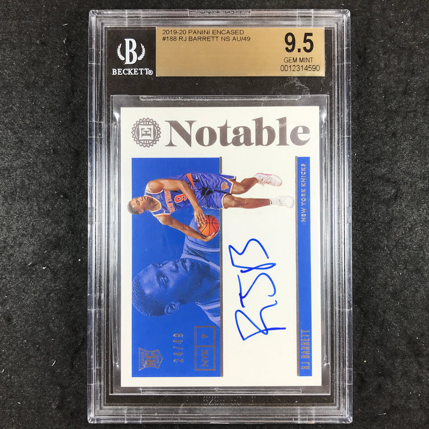 2019 Panini Encased RJ BARRETT Notable Rookie Auto 24/49 #188 BGS 9.5 (590)