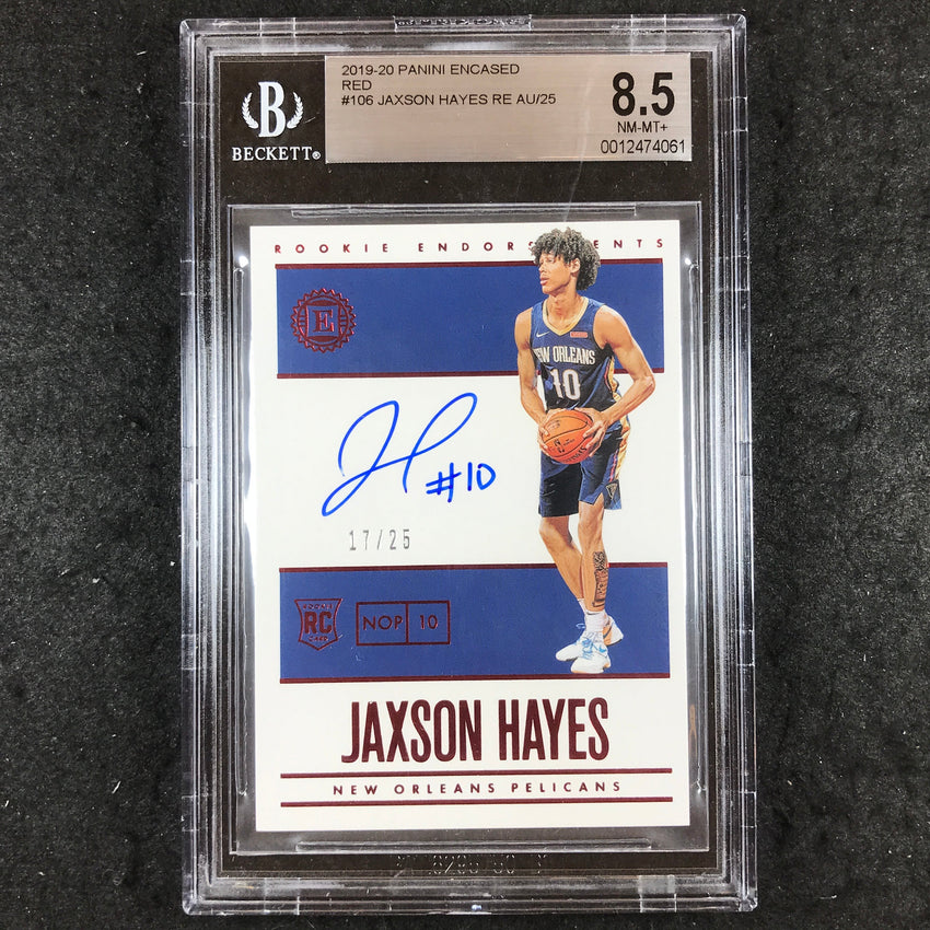 2019 Encased JAXSON HAYES Rookie Endorsements Auto Red 17/25 #106 BGS 8.5 (061)