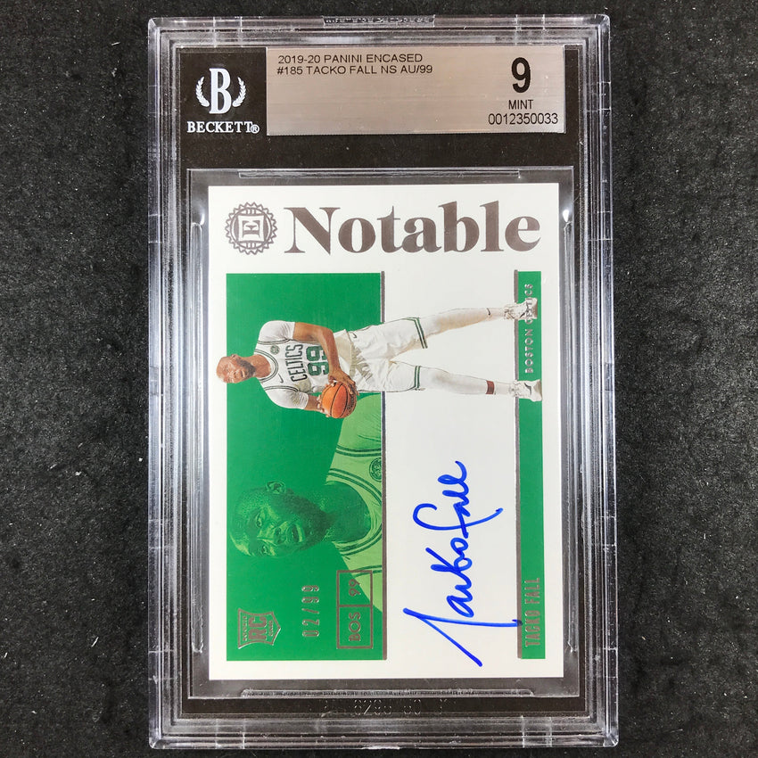 2019 Panini Encased TACKO FALL Notable Rookie Auto 2/99 #185 BGS 9 (033)