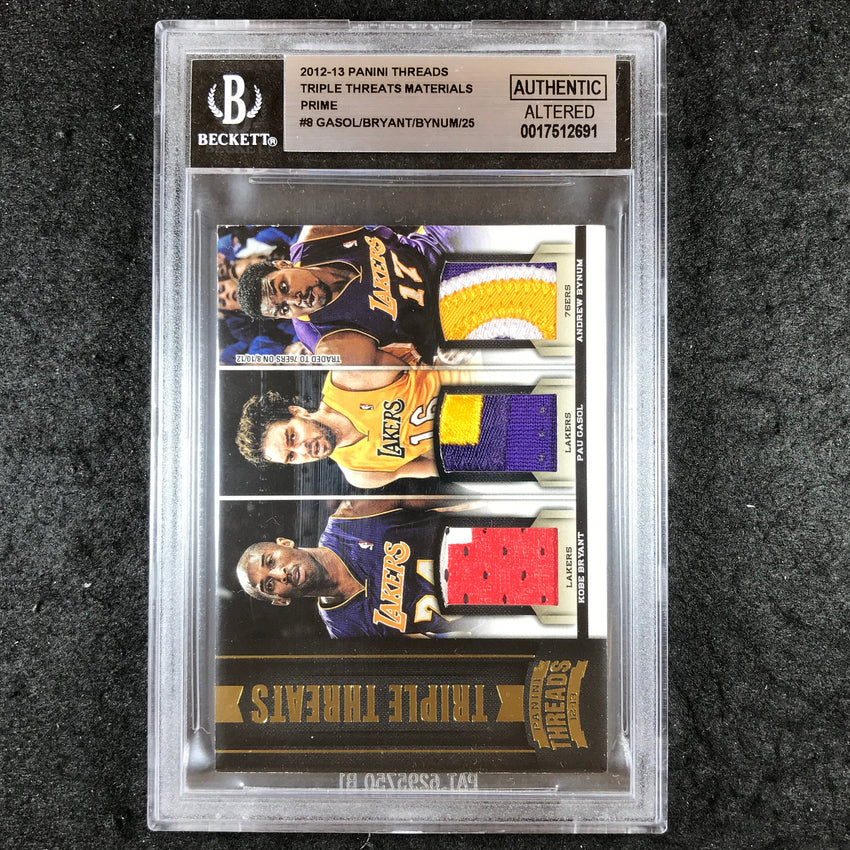 2012 Threads GASOL BRYANT BYNUM Triple Threats 18/25 BGS Authentic Altered (691)