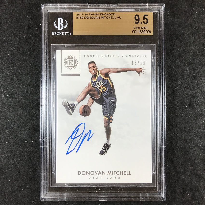 2017 Encased DONOVAN MITCHELL Rookie Notable Auto 13/99 #180 BGS 9.5 (209)