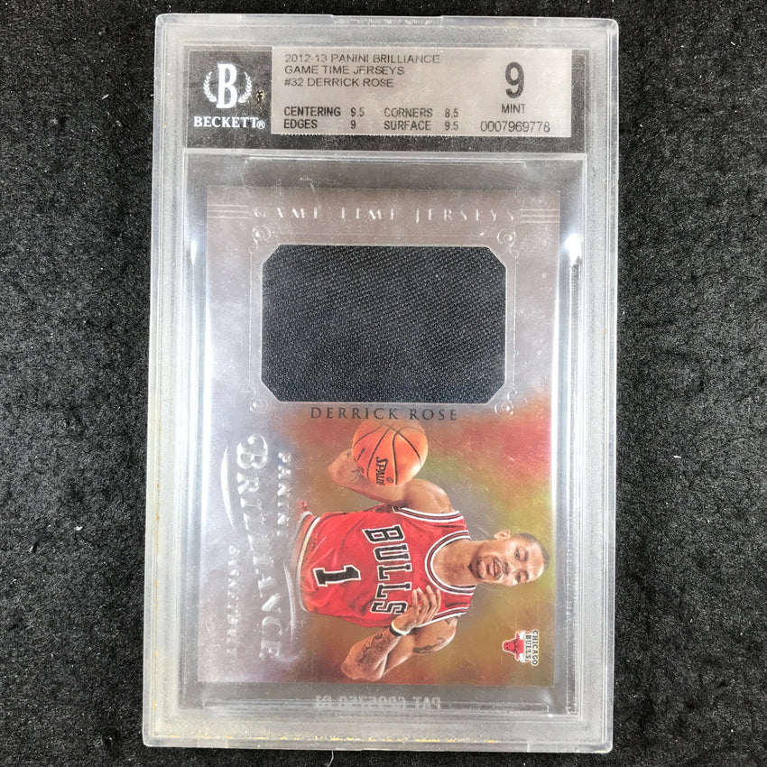 2012 Panini Brilliance DERRICK ROSE Game Time Jerseys #32 BGS 9 (778)
