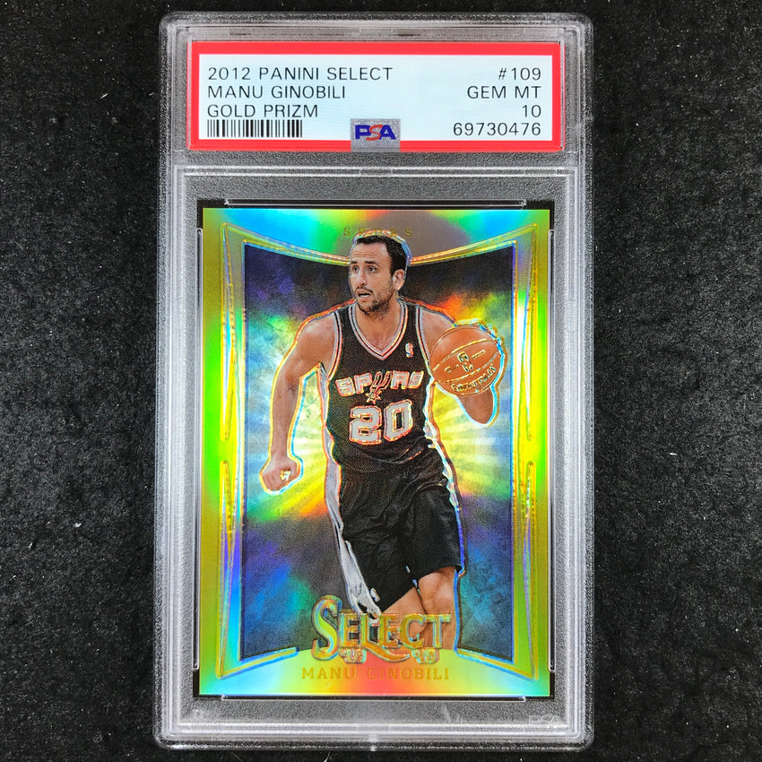 2012 Panini Select MANU GINOBILI Gold Prizm 4/10 #109 PSA 10 (476)