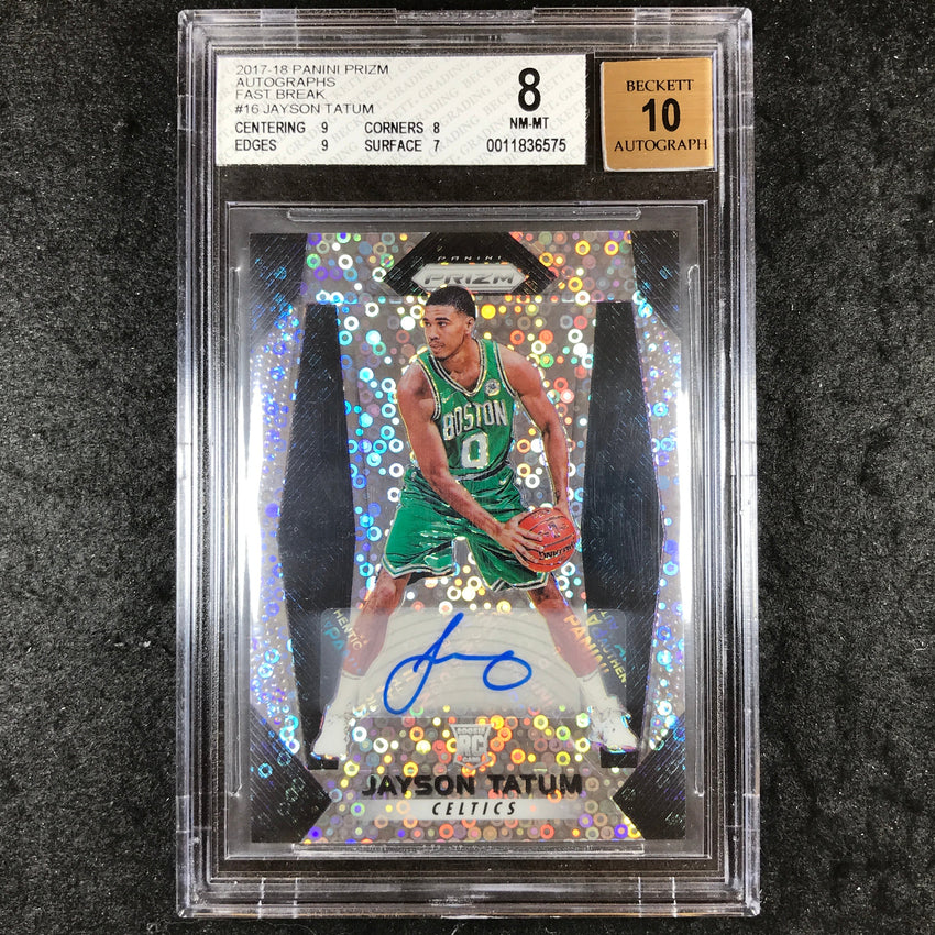 2017 Panini Prizm JAYSON TATUM Fast Break Rookie Auto #16 BGS 8/10 (575)