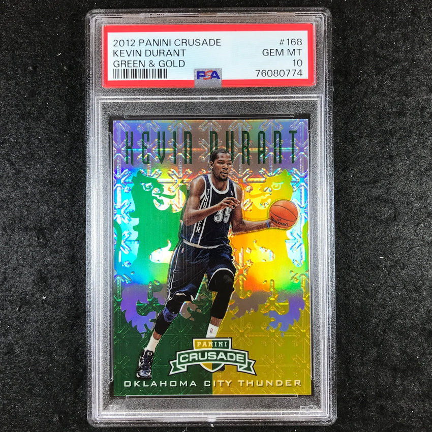 2012 Panini Crusade Prizm KEVIN DURANT Green & Gold #168 PSA 10 (774)