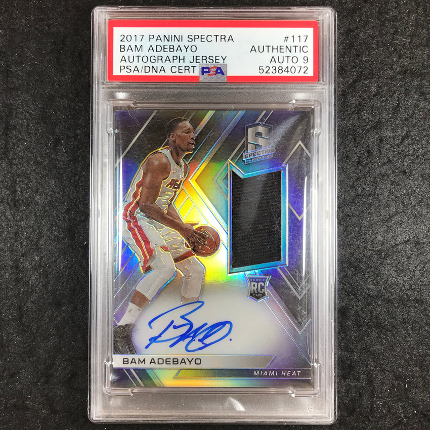 2017 Panini Spectra BAM ADEBAYO Rookie Jersey Auto #117 PSA 9 (072)