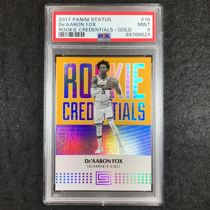 2017 Panini Status DE'AARON FOX Rookie Credentials Gold 3/10 #16 PSA 9 (624)